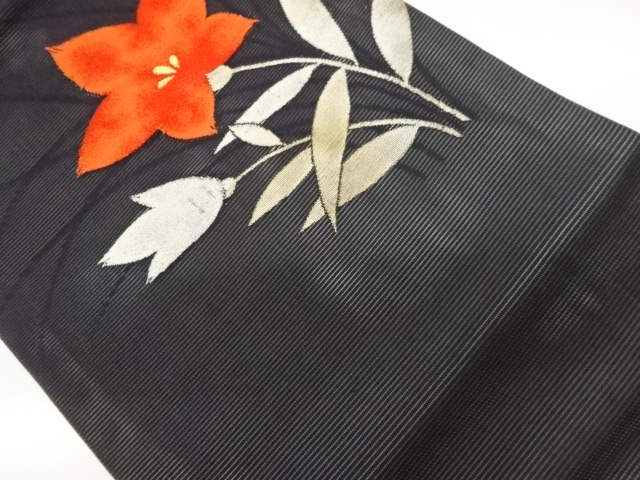 絽桔梗模様織出し名古屋帯